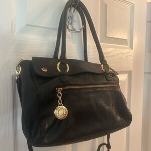 Tommy Hilfinger Black Leather Shoulder Bag